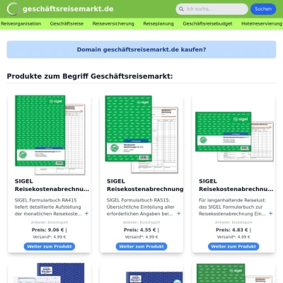 Screenshot geschäftsreisemarkt.de