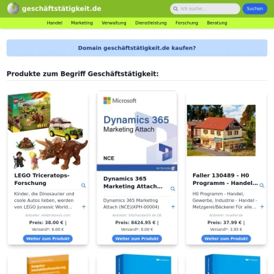 Screenshot geschäftstätigkeit.de