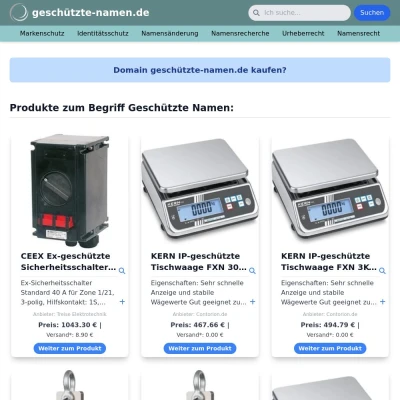 Screenshot geschützte-namen.de