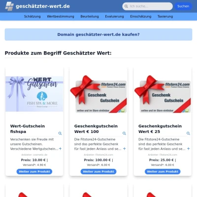 Screenshot geschätzter-wert.de
