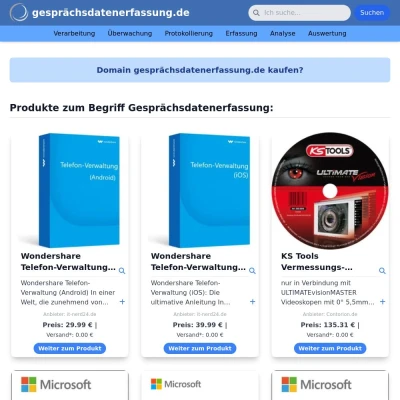 Screenshot gesprächsdatenerfassung.de