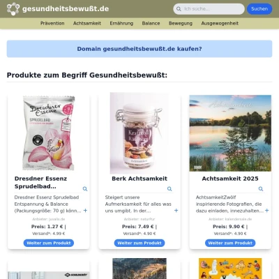 Screenshot gesundheitsbewußt.de