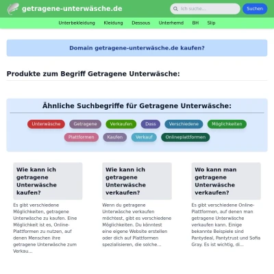 Screenshot getragene-unterwäsche.de