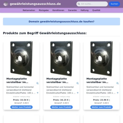 Screenshot gewährleistungsausschluss.de