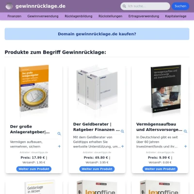 Screenshot gewinnrücklage.de