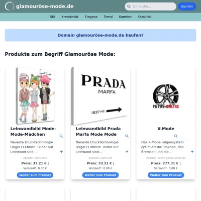 Screenshot glamouröse-mode.de