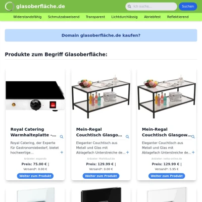 Screenshot glasoberfläche.de