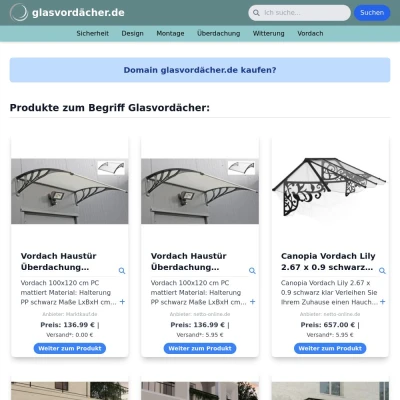 Screenshot glasvordächer.de