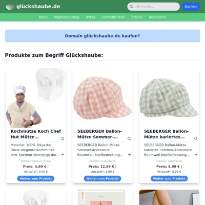 Screenshot glückshaube.de