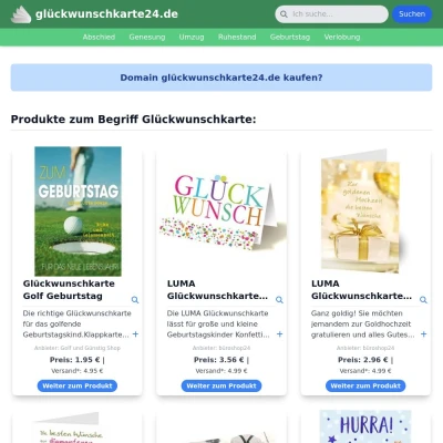 Screenshot glückwunschkarte24.de