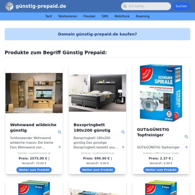 Screenshot günstig-prepaid.de