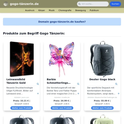 Screenshot gogo-tänzerin.de