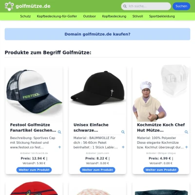 Screenshot golfmütze.de