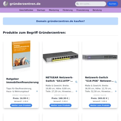 Screenshot gründerzentren.de