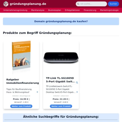 Screenshot gründungsplanung.de