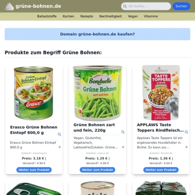 Screenshot grüne-bohnen.de