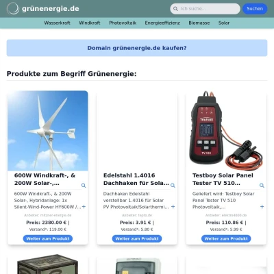 Screenshot grünenergie.de