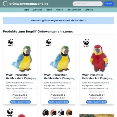 Screenshot grünwangenamazone.de