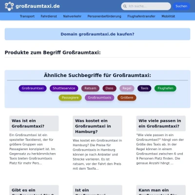 Screenshot großraumtaxi.de