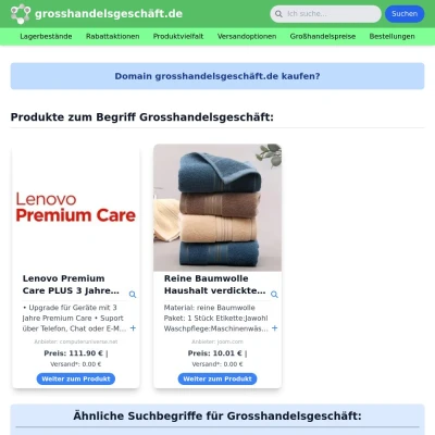 Screenshot grosshandelsgeschäft.de