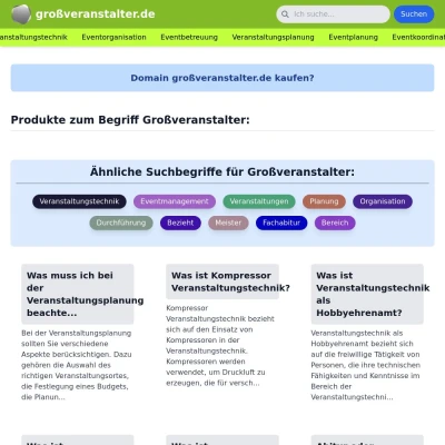 Screenshot großveranstalter.de