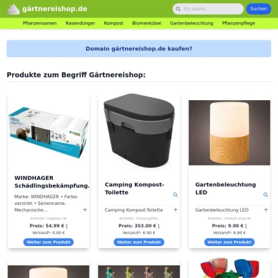 Screenshot gärtnereishop.de