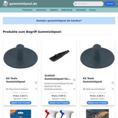 Screenshot gummistöpsel.de