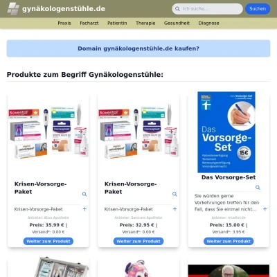 Screenshot gynäkologenstühle.de