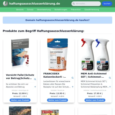 Screenshot haftungsausschlusserklärung.de