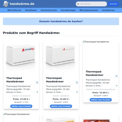 Screenshot handwärme.de