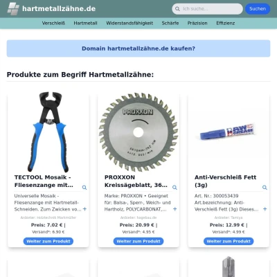 Screenshot hartmetallzähne.de