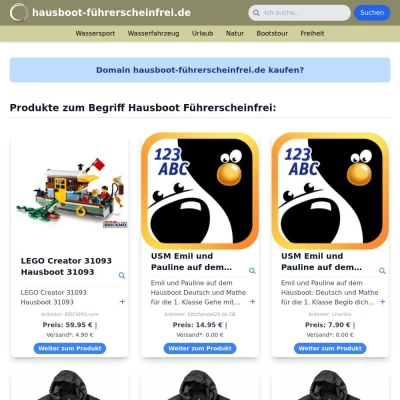 Screenshot hausboot-führerscheinfrei.de