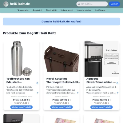 Screenshot heiß-kalt.de