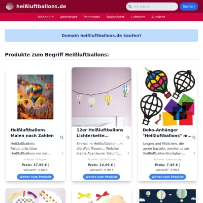 Screenshot heißluftballons.de