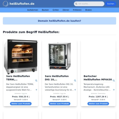 Screenshot heißluftofen.de