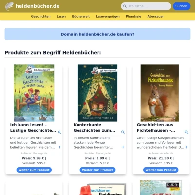 Screenshot heldenbücher.de