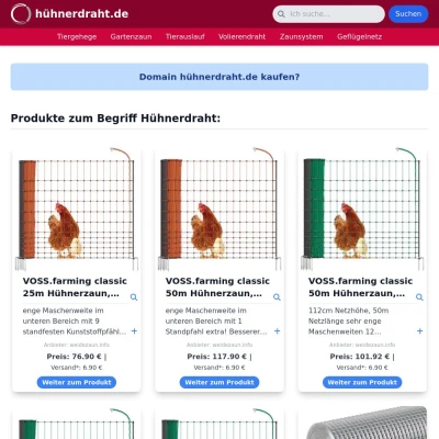 Screenshot hühnerdraht.de