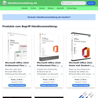 Screenshot händleranmeldung.de