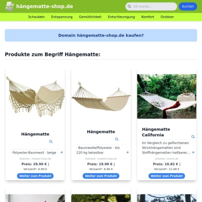 Screenshot hängematte-shop.de