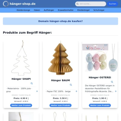 Screenshot hänger-shop.de