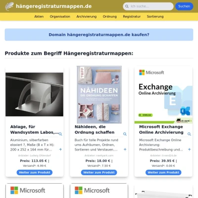 Screenshot hängeregistraturmappen.de