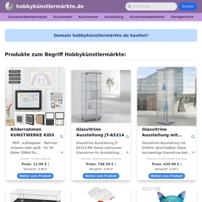 Screenshot hobbykünstlermärkte.de