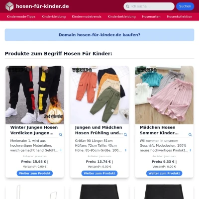 Screenshot hosen-für-kinder.de