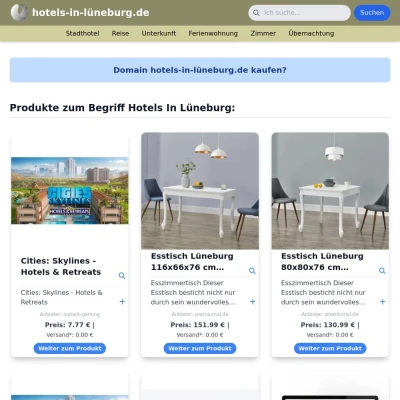 Screenshot hotels-in-lüneburg.de