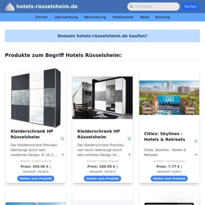 Screenshot hotels-rüsselsheim.de