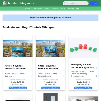 Screenshot hotels-tübingen.de