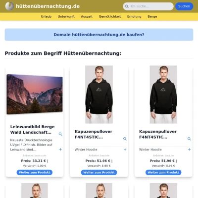 Screenshot hüttenübernachtung.de