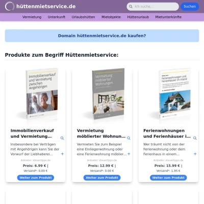 Screenshot hüttenmietservice.de