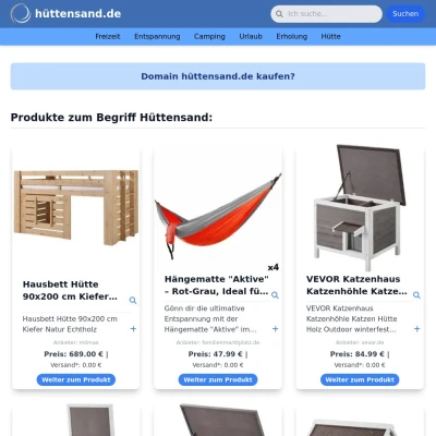 Screenshot hüttensand.de