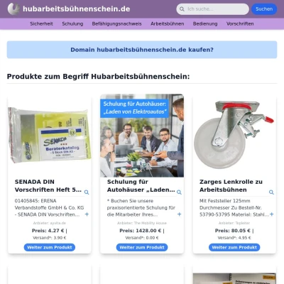 Screenshot hubarbeitsbühnenschein.de